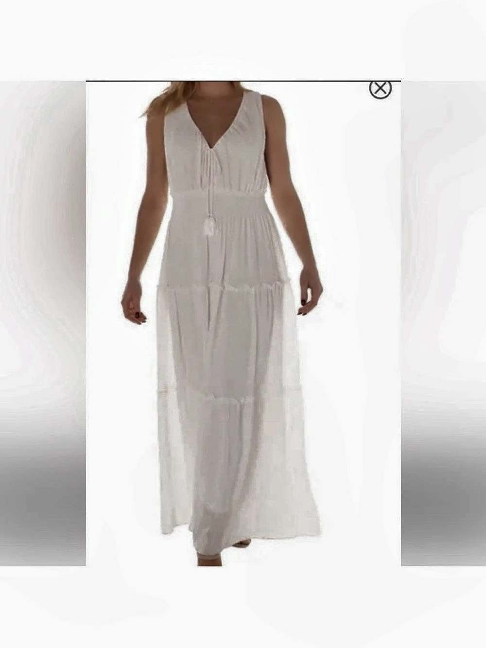 Taylor Bohemian Tassel-Tie Maxi Dress White Like New